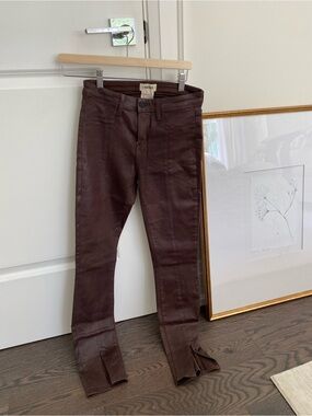L’AGENCE brown sheen skinny pants